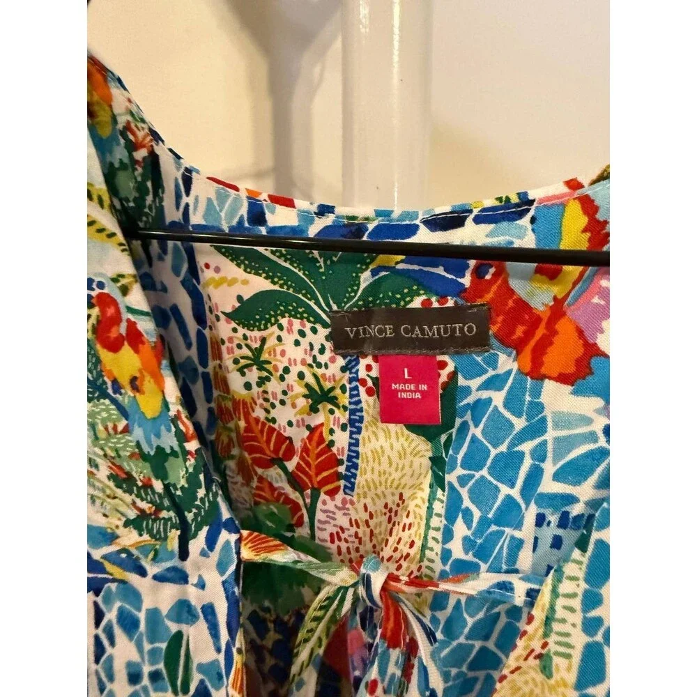Vince Camuto Balloon‑Sleeve Tiered Fit‑and‑Flare Dress – Size L – NWT – $89